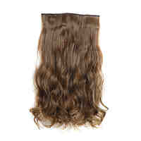 24 Inch 120g Long Curly Light Brown 5 Clip In Hair Extensions Heat Resistant Synthetic Fiber