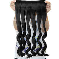 24 Inch Long Curly 5 Clips In False Hair Extensions Heat Resistant Synthetic