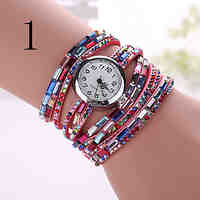 Ladies's Watch The New Diamond Ladies Round Bracelet Watch Colorful Woman Three Ring Watch