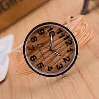 Unisex  Watches Wood Grain Wrist Watch Synthetic Leather Strap Man Watch Women Watch Anniversary Gifts