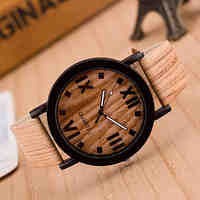 Unisex  Watches Wood Grain Wrist Watch Synthetic Leather Strap Man Watch Women Watch Anniversary Gifts