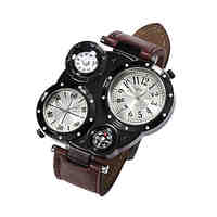 Watches Men Sports Calendar Watch Dual Movement Compass Wrist Watch Relogio Masculino Quartz Watch (Assorted Colors)