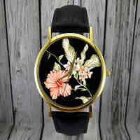 Hibicus Flower Watch / Floral WatchWomen's Watch Gift IdeaCustom Watch Fashion Accessory
