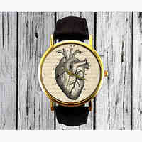 Vintage Heart Watch Leather Watch Ladies Watch Womens Watch Men's Watch Gift for Her Gift Idea Custom Watch