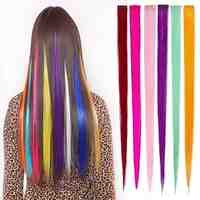 Long Synthetic Straight And Clip in Hair Extensions with 1 Clips 6 Color Available