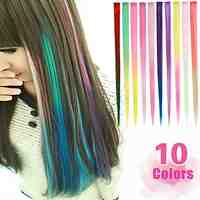 Long Synthetic Straight And Clip in Hair Extensions with 1 Clips 10 Color Available