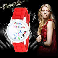 123 English Digital Geneva watch women dress watch Ladies quartz watch silicone watch