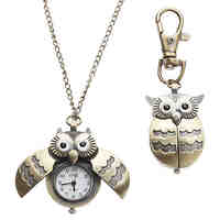 Women's Watch Owl Style Keychain Pocket Watch