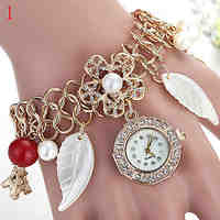 Ladies' Watch  Fashion Pearl Pendant Diamond Bracelet Watch Leaves Quartz Watch