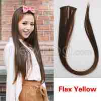 Flax Yellow Clip On Hair Straight Extensions Easytouse Long Elegant