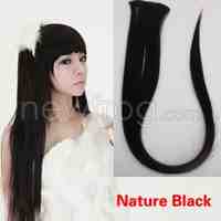 Nature Black Clip On Hair Straight Extensions Easytouse Long Elegant