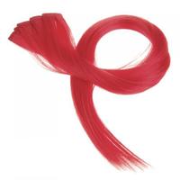 5 Pcs Colored Clip-on In Hair Extensions Straight Wigs Hairpieces 23.6 Inch Long - Red
