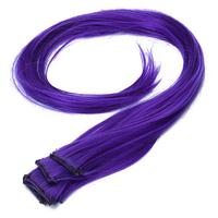 5 Pcs Colored Clip-on In Hair Extensions Straight Wigs Hairpieces 23.6 Inch Long - Blue Violet