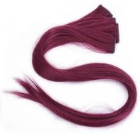 5 Pcs Colored Clip-on In Hair Extensions Straight Wigs Hairpieces 23.6 Inch Long - Claret