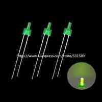 100pcs DIP LED Lamp long legs Tower package Green 2MM flat top led Diffused 1.8-2.4V