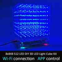 LEORY 8x8X8 512 LED DIY 3D LED Light Cube Kit Wi-Fi Connected APP Control Music Spectrum LED Display Equipment MP3 DAC Circuit