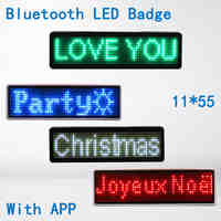 Bluetooth LED Badge mini LED display scrolling led dot matrix 11*55 wide LED trademark for staff waiter hotel driver