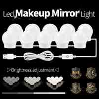 LED Vanity Mirror LED Lamp 12V USB LED Hollywood Makeup Lights Dressing Table Mirror Light Bulb US EU Plug Dimmable Wall Lamp