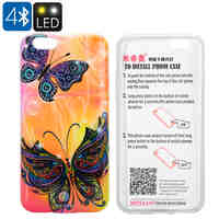 LED iPhone 6/6s Case - Butterfly Design, 5 LED Lights, Free APP, Call Notification, 300mAh Battery, 10 Hours Usage Time