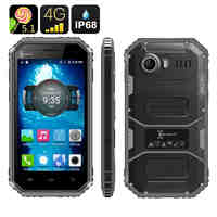 Ken Xin Da W6 Rugged Smartphone - IP68, Dual SIM, 4G, Quad Core CPU, Shock Proof, Android 5.1 (Black)