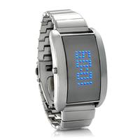 Metal Alloy LED Watch with Scrolling Text 'Blue Fiction'