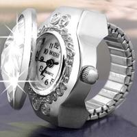 Oval Faceted White Crystal Finger Ring Watch 26x20mm