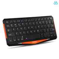 MEMTEQ Bluetooth Wireless Keyboard QWERTY Mini Stand for Android Windows IOS Black