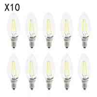 BRELONG E14 2W 2 LED 360LM 6000-6500K/3000-3500K White/Warm White Light LED Filament Candle Bulb Light (10PCS AC220V)