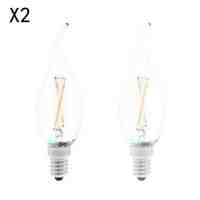 BRELONG E14 2W 2 LED 360LM 6000-6500K/3000-3500K White/Warm White Light LED Filament Candle Bulb Light (2PCS AC220V)