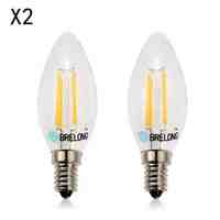 BRELONG E14 4W 4 LED 360LM 6000-6500K/3000-3500K White/Warm White Light LED Filament Candle Bulb Light (2PCS AC220V)