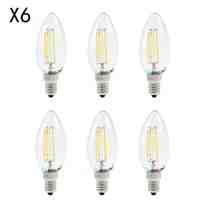 BRELONG E14 4W 4 LED 360LM 6000-6500K/3000-3500K White/Warm White Light LED Filament Candle Bulb Light (6PCS AC220V)