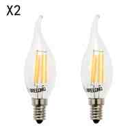 BRELONG E14 4W 4 LED 360LM 6000-6500K/3000-3500K White/Warm White Light LED Filament Candle Bulb Light (2PCS AC220V)