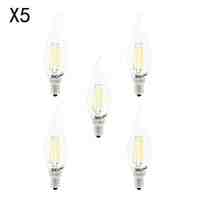 BRELONG E14 4W 4 LED 360LM 6000-6500K/3000-3500K White/Warm White Light LED Filament Candle Bulb Light (5PCS AC220V)