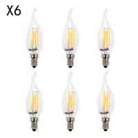 BRELONG E14 4W 4 LED 360LM 6000-6500K/3000-3500K White/Warm White Light LED Filament Candle Bulb Light (6PCS AC220V)