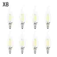 BRELONG E14 4W 4 LED 360LM 6000-6500K/3000-3500K White/Warm White Light LED Filament Candle Bulb Light (8PCS AC220V)