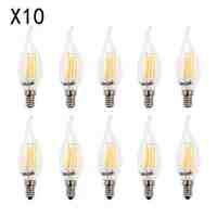 BRELONG E14 4W 4 LED 360LM 6000-6500K/3000-3500K White/Warm White Light LED Filament Candle Bulb Light (10PCS AC220V)