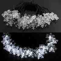 20 LED Solar Snowflake LED String Light Xmas Party Wedding Outdoor Tree White