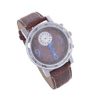 8205 Cool Unisex Wrist Watch Leather Band Quartz Watch with Calendar Fancy Hands