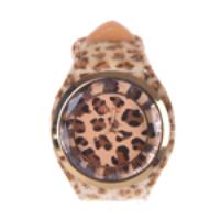 3508 Disco Leopard Pattern Wrist Watch Quartz Analog Watch with PU Lea