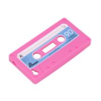 Retro Tape Protective Silicone Case Dark Pink for iPhone 4