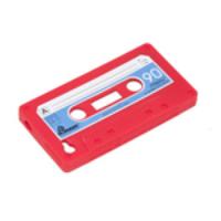 Retro Tape Protective Silicone Case Dark Red for iPhone 4