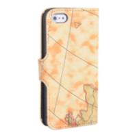 Map Design Leather Wallet Case for iPhone 5 - Light Yellow