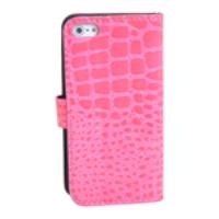 Crocodile Pattern Leather Wallet Case for iPhone 5 - Peach