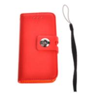 Metal Fastener Leather Wallet Case Card Holder for iPhone 5 - Red