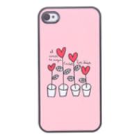 Hard Protective Case Back Cover for iPhone 4 - Love Pot Plants