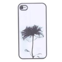 Hard Protective Case Back Cover for iPhone 4 - Black Flower