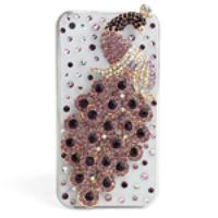 Crystal Decorated Peacock Design Protective Case Back Cover for iPhone