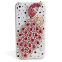 Crystal Decorated Peacock Design Protective Case Back Cover for iPhone