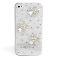 Crystal Decorated Flower Design Protective Case Back Cover for iPhone 