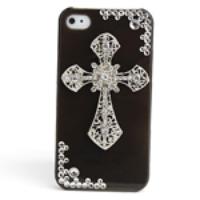 Crystal Decorated Cross Design Protective Case Back Cover for iPhone 4